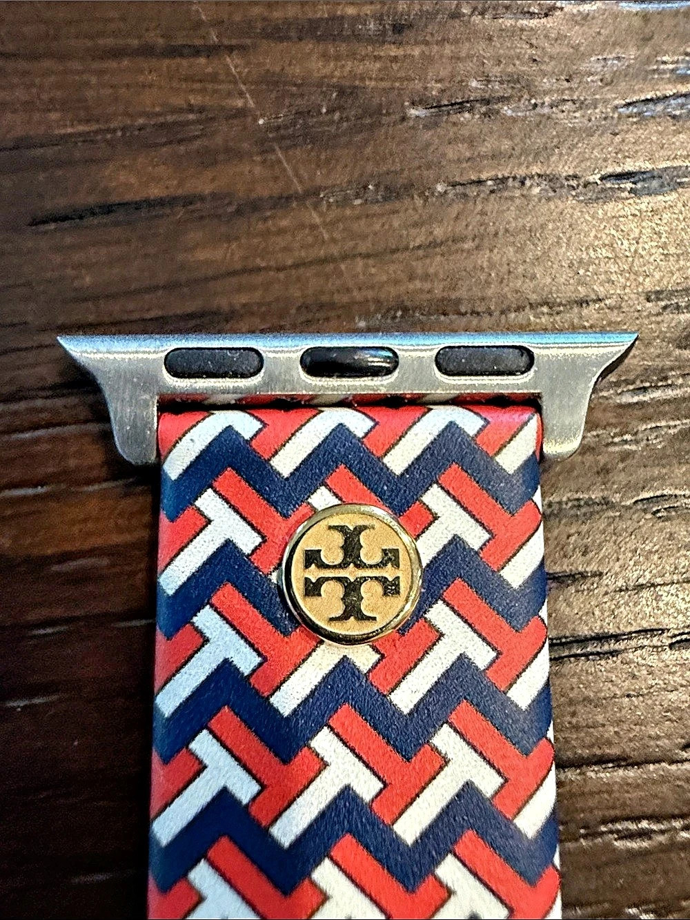 Tory Burch T Monogram Band for Apple Watch Blue & Red - Picture 3 of 5